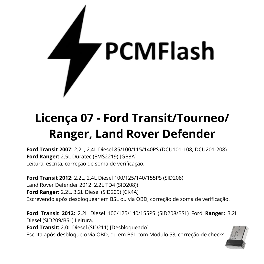 Dongle PCM Flash - Liçencas PCM (01 a 98) | OBD 2 TRUCK