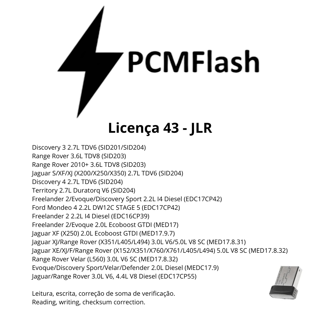 Doongle PCM Flash - Licencia para módulos 01 a 96 - Software para reasignación de ECU