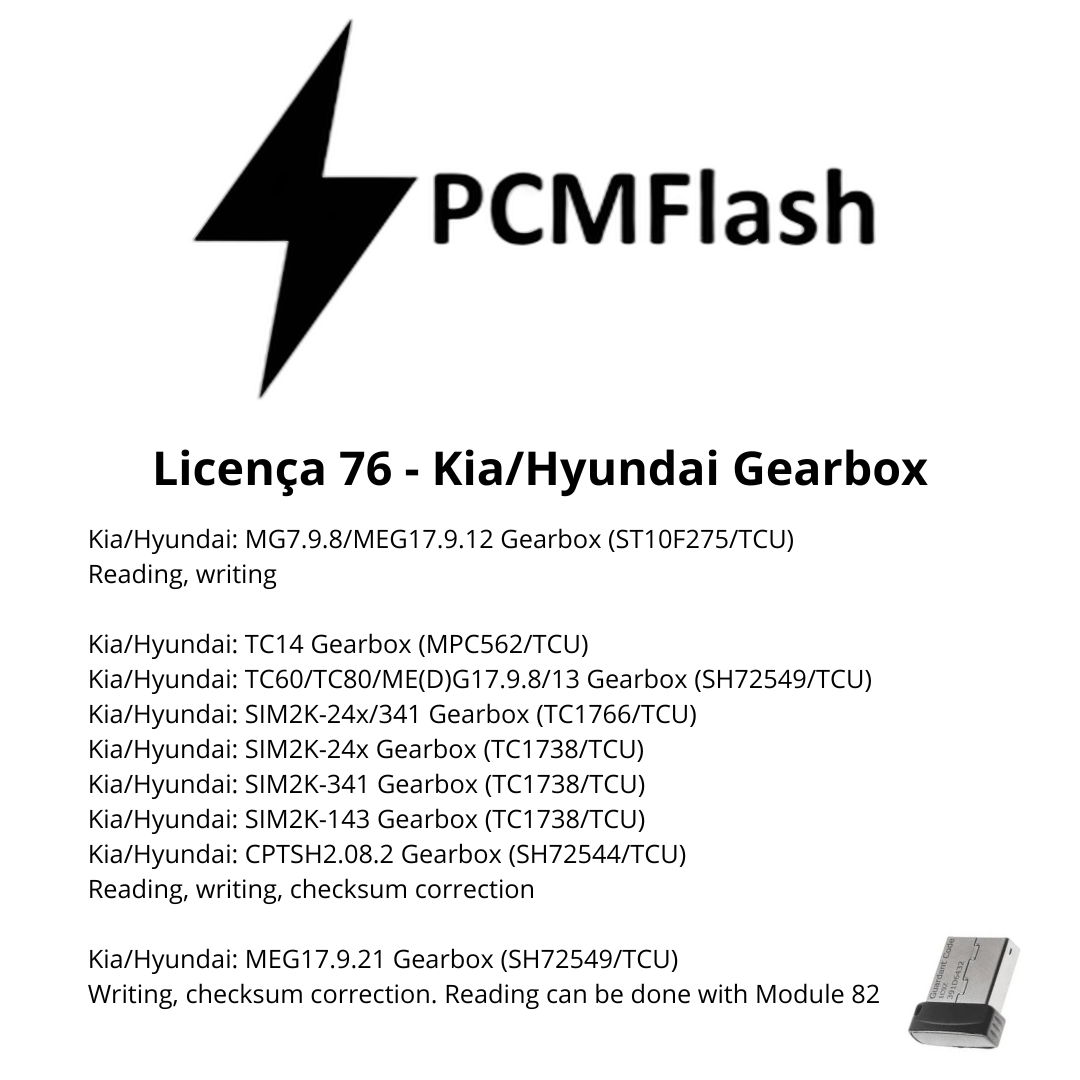 Doongle PCM Flash - Licensa de módulos 01 a 96 - Software para Remap de ECU's