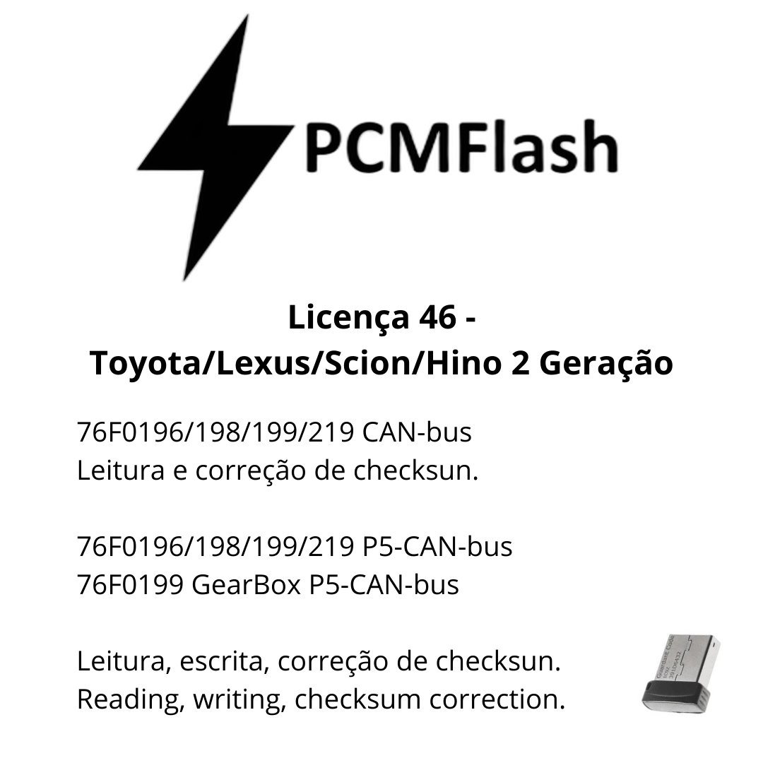 Doongle PCM Flash - Licensa de módulos 01 a 96 - Software para Remap de ECU's