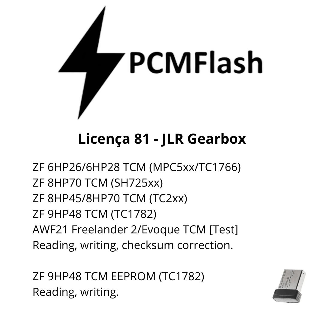 Doongle PCM Flash - Licensa de módulos 01 a 96 - Software para Remap de ECU's