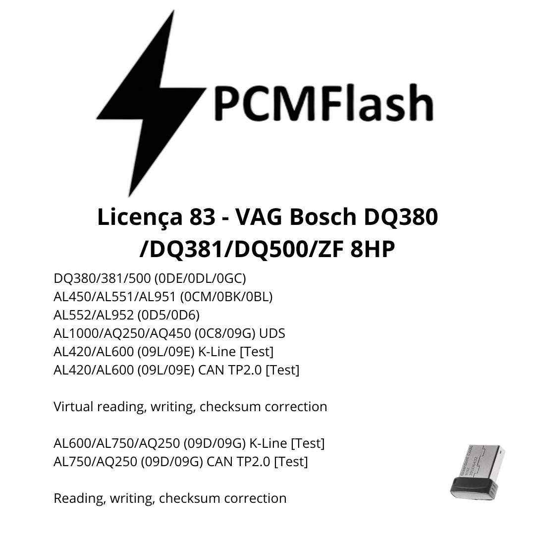 Doongle PCM Flash - Licensa de módulos 01 a 96 - Software para Remap de ECU's