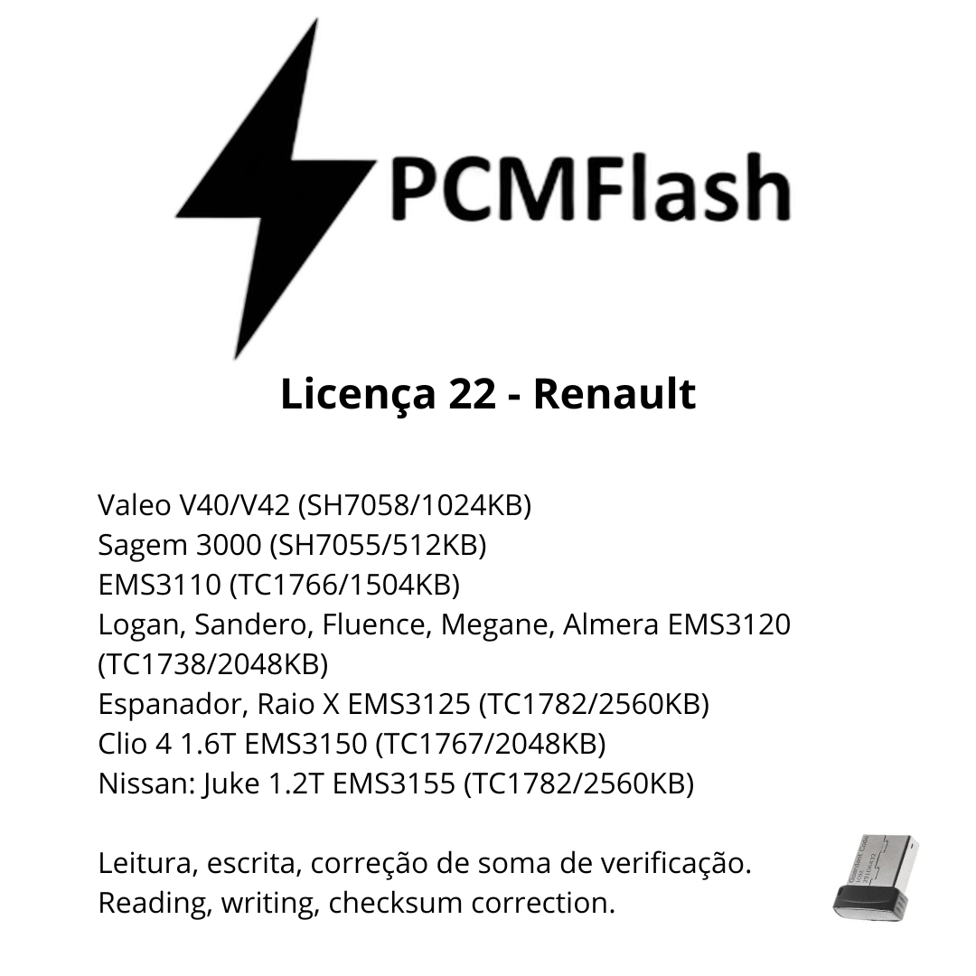 Doongle PCM Flash - Licensa de módulos 01 a 96 - Software para Remap de ECU's