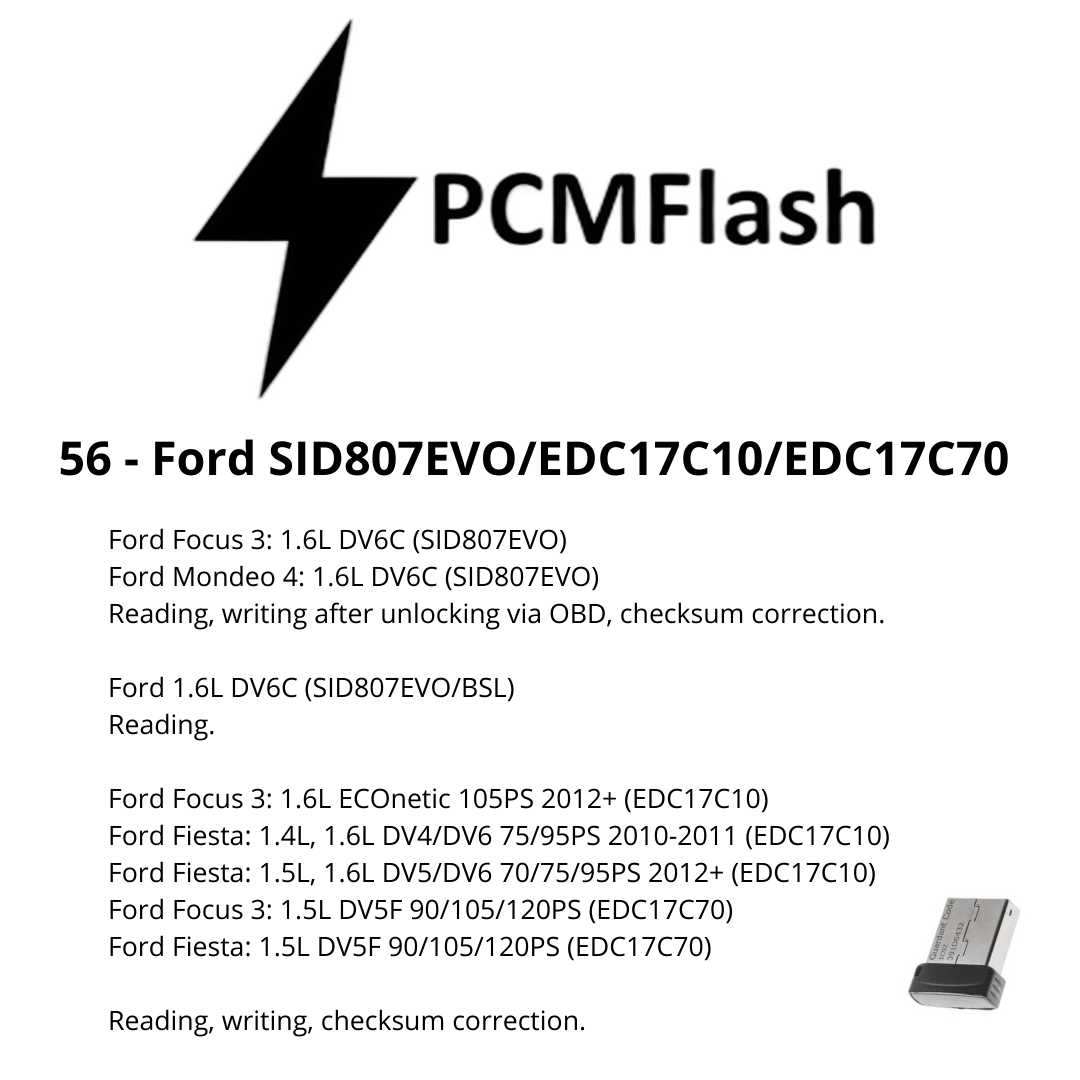 Doongle PCM Flash - Licencia para módulos 01 a 96 - Software para reasignación de ECU