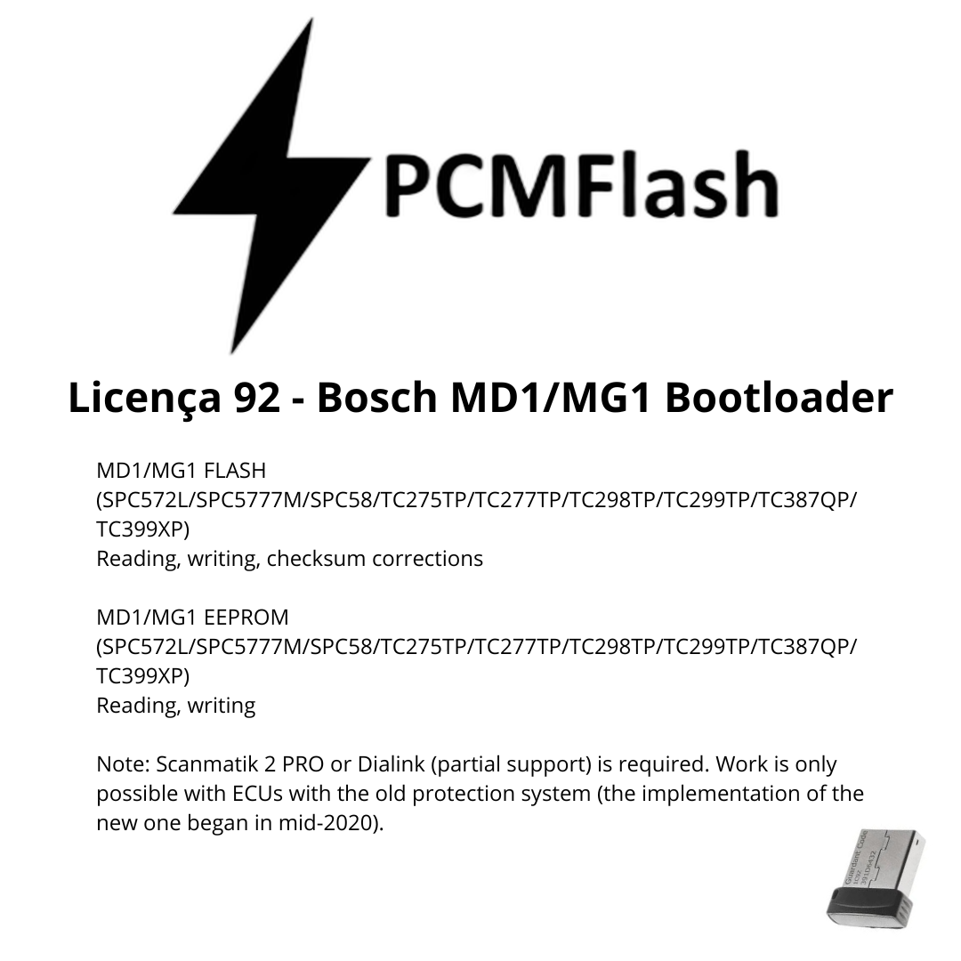 Doongle PCM Flash - Licensa de módulos 01 a 96 - Software para Remap de ECU's