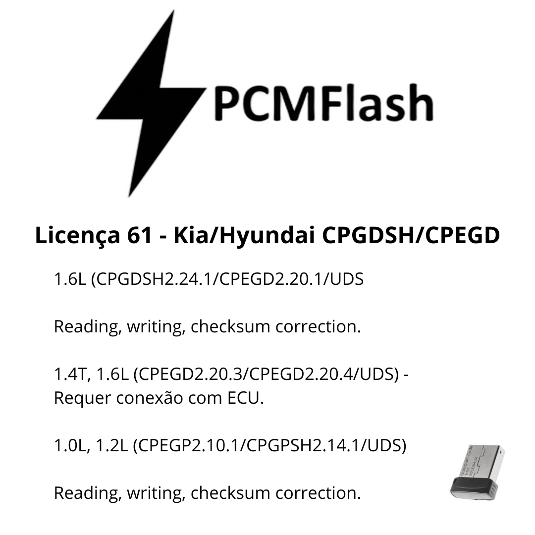 Doongle PCM Flash - Licencia para módulos 01 a 96 - Software para reasignación de ECU