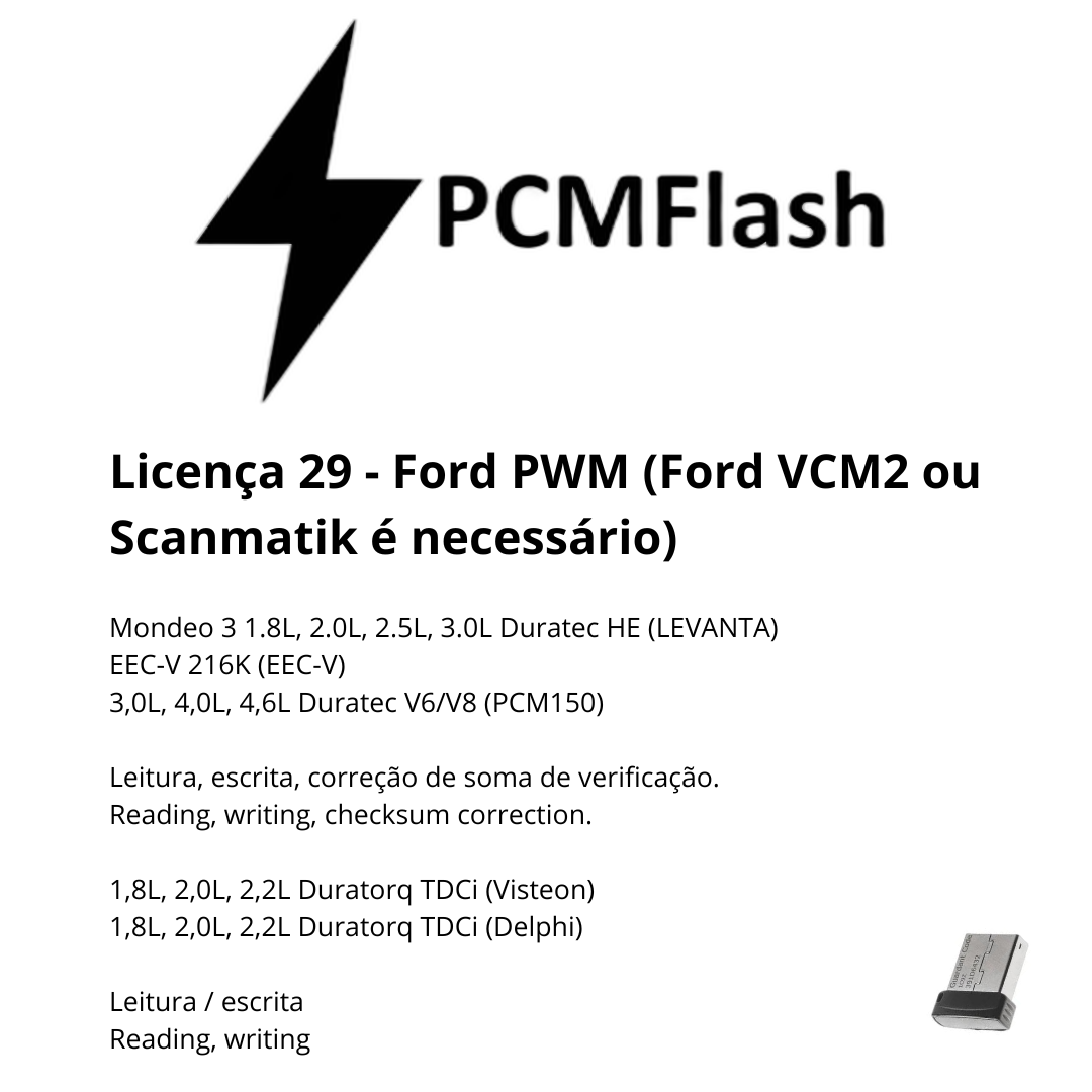 Doongle PCM Flash - Licensa de módulos 01 a 96 - Software para Remap de ECU's