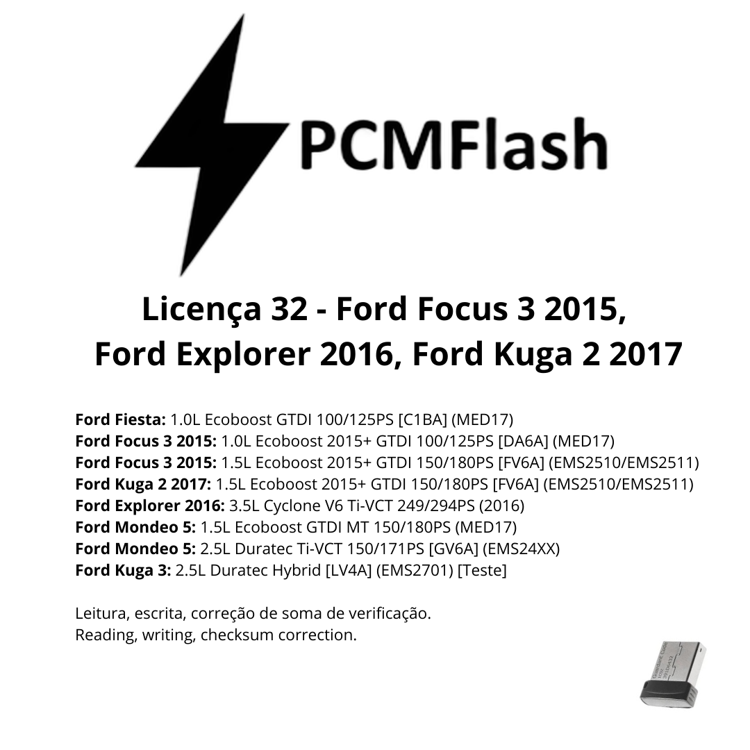 Doongle PCM Flash - Licencia para módulos 01 a 96 - Software para reasignación de ECU