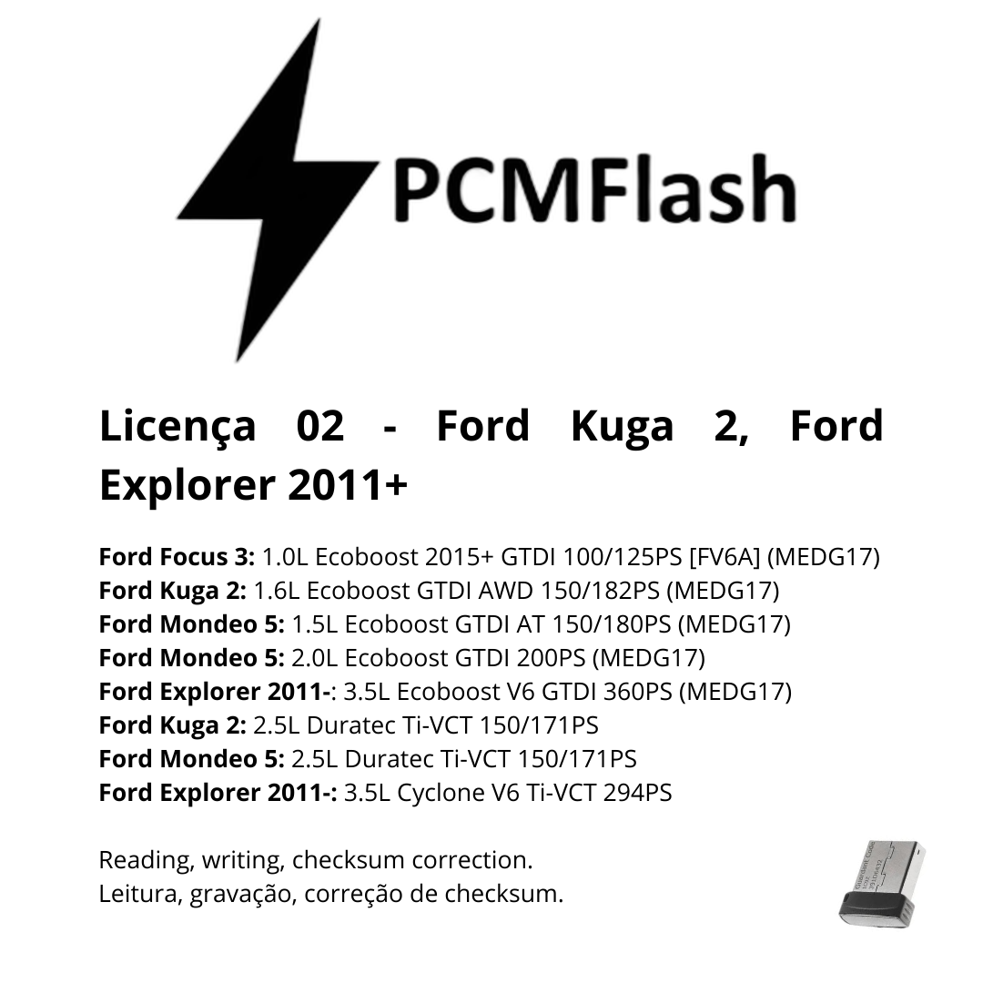 Doongle PCM Flash - Licensa de módulos 01 a 96 - Software para Remap de ECU's