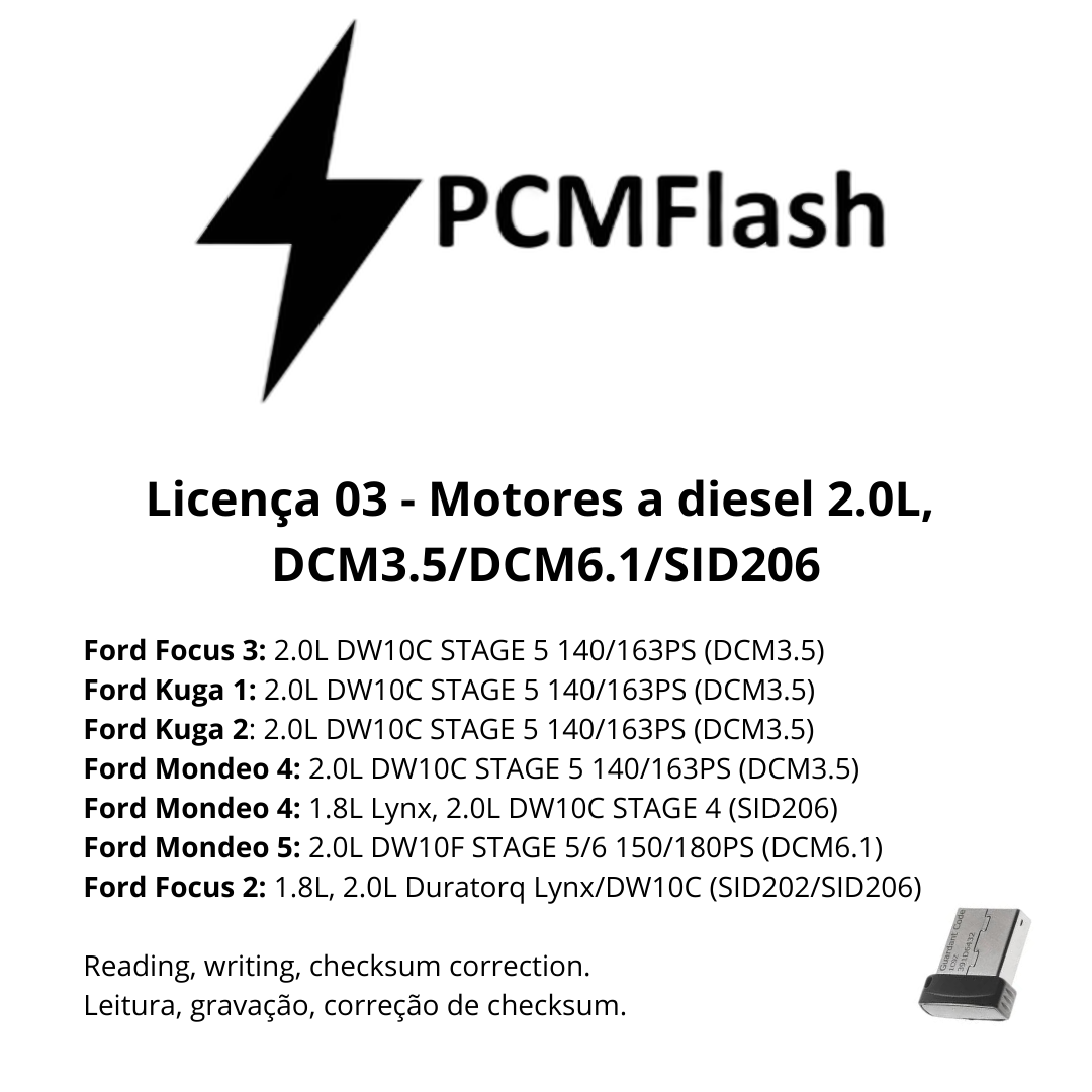 Doongle PCM Flash - Licencia para módulos 01 a 96 - Software para reasignación de ECU