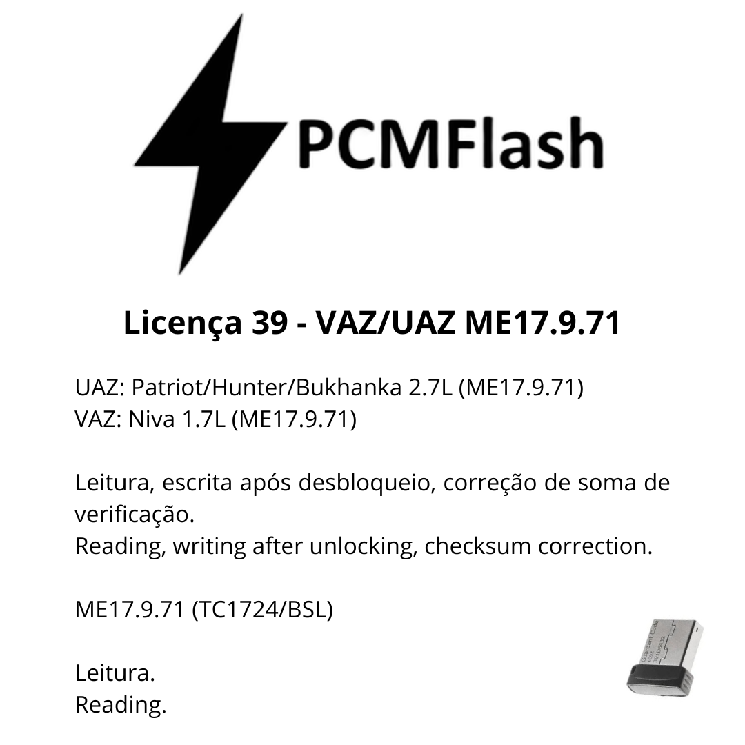 Doongle PCM Flash - Licensa de módulos 01 a 96 - Software para Remap de ECU's