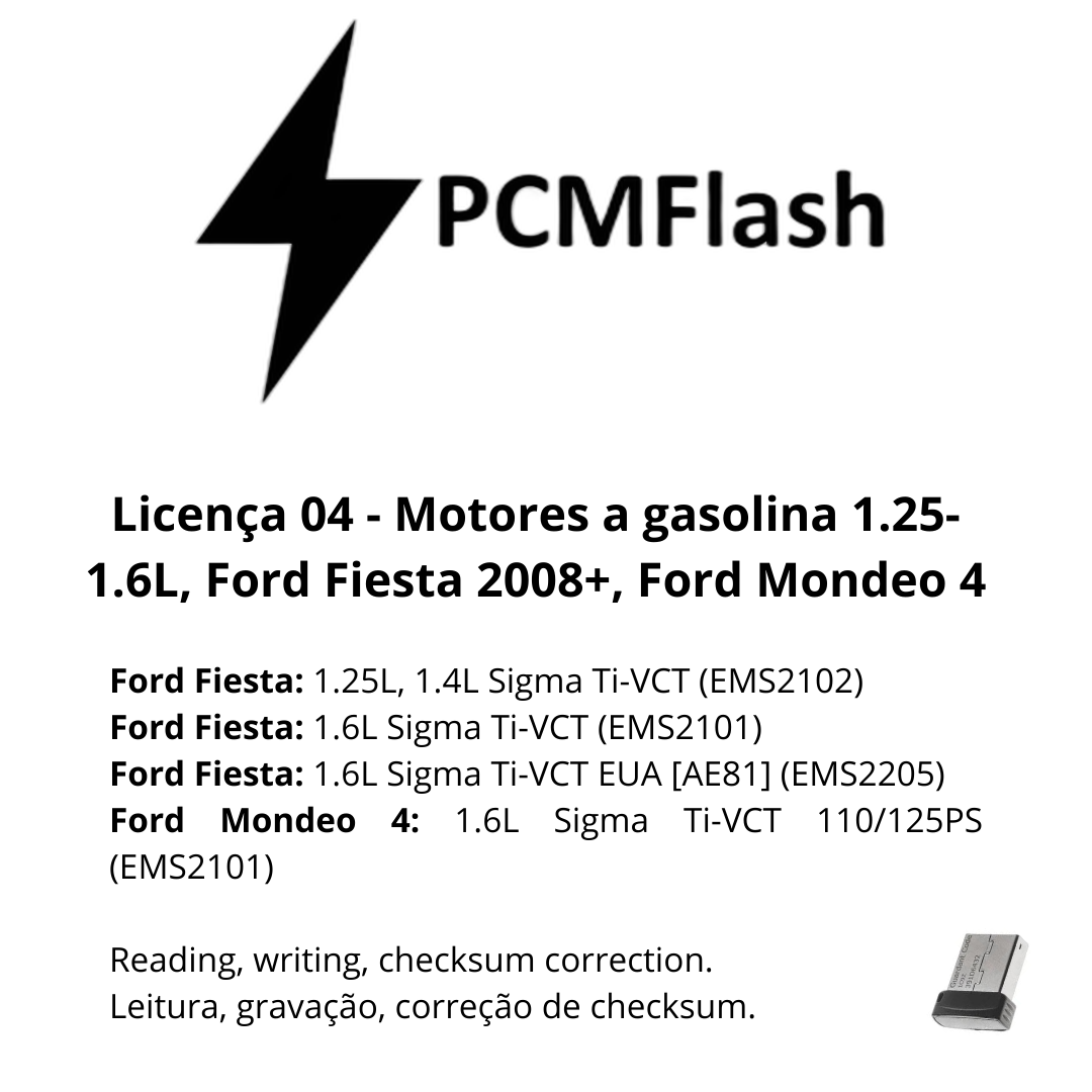 Doongle PCM Flash - Licencia para módulos 01 a 96 - Software para reasignación de ECU